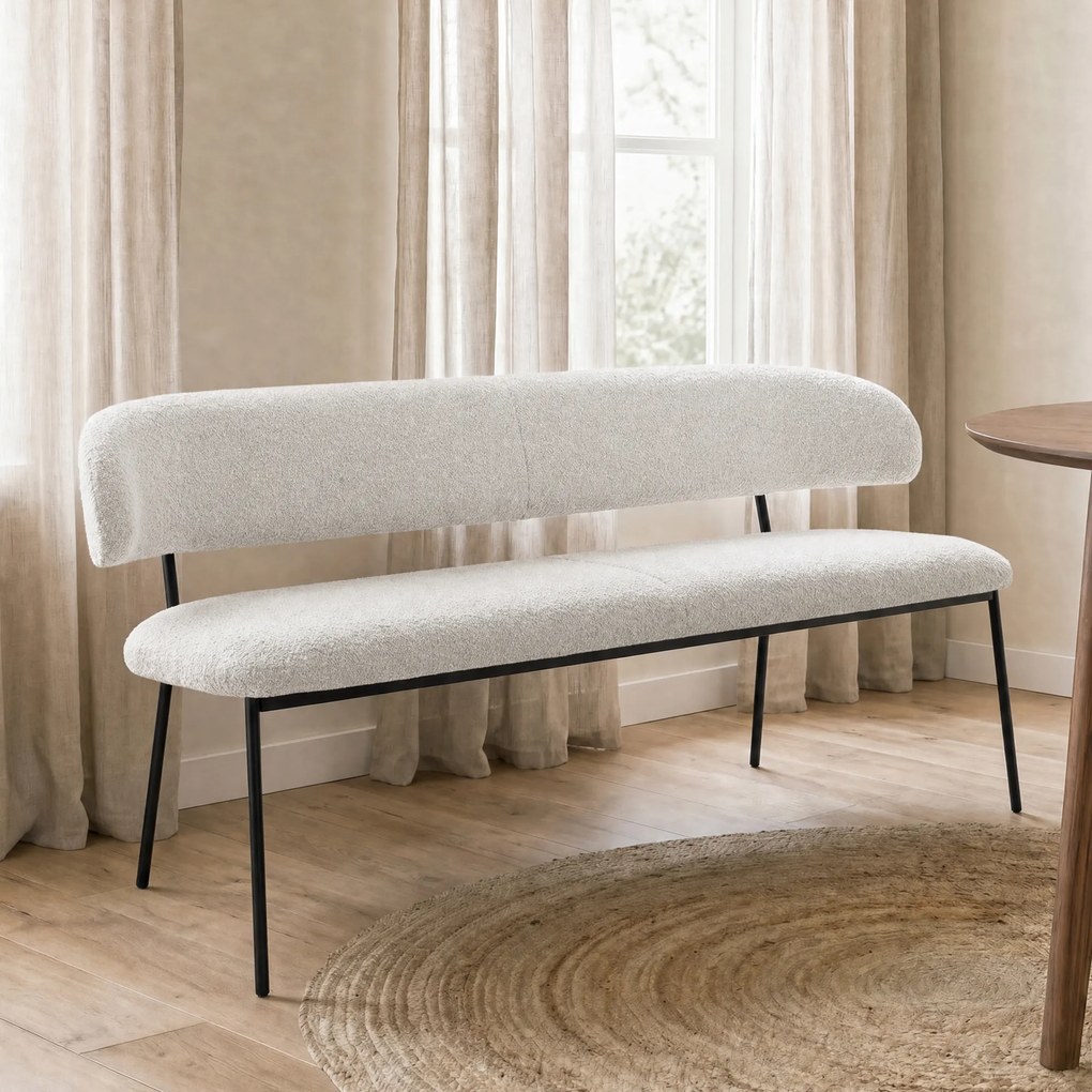 Boucle Eetkamerbank Beige