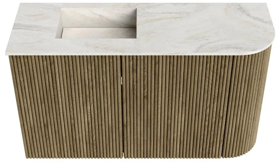 Mondiaz Joya DLux 70cm toiletmeubel ronding rechts dusk met wastafel faye links 1 kraangat ostra