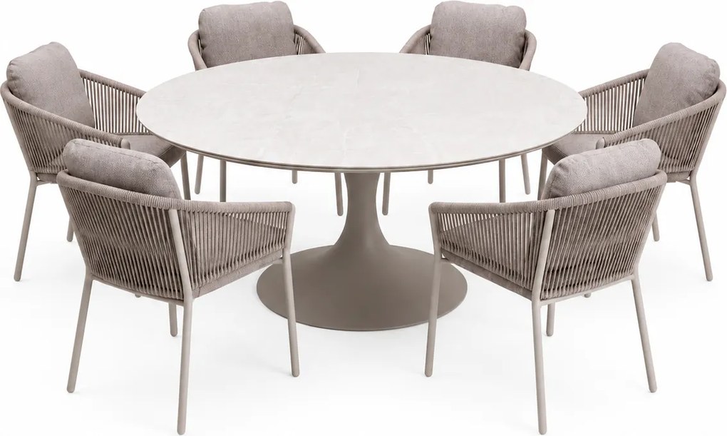 Flair Joshua dining tuinset 158xH75 cm 7 delig latte keramiek