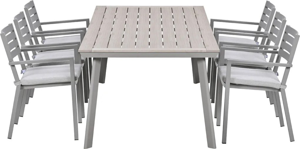 Garden Impressions Amarillo tuinset 7-delig - Penedo tuintafel 230x100 taupe