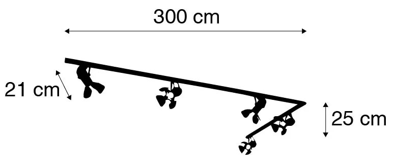 Modern railsysteem met 5 spots zwart 1-fase  - Iconic Movie