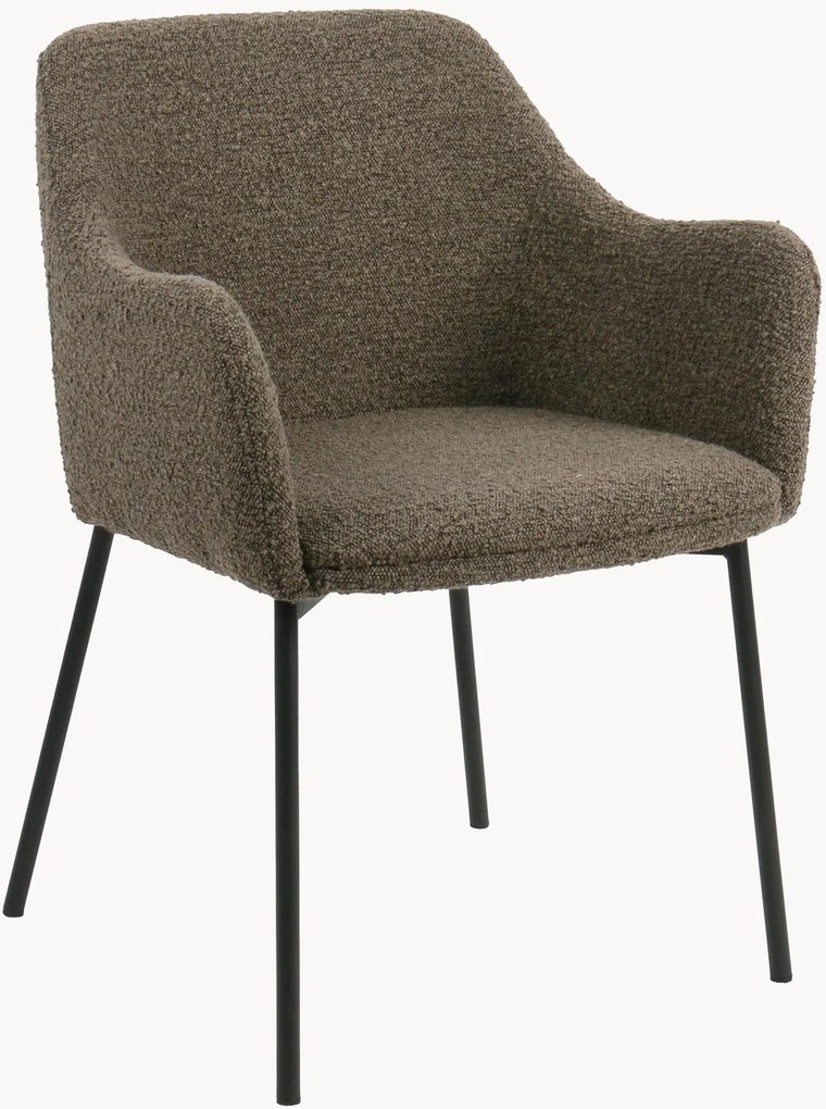 Bouclé eetstoelen Melilla met armleuningen, 2-delig