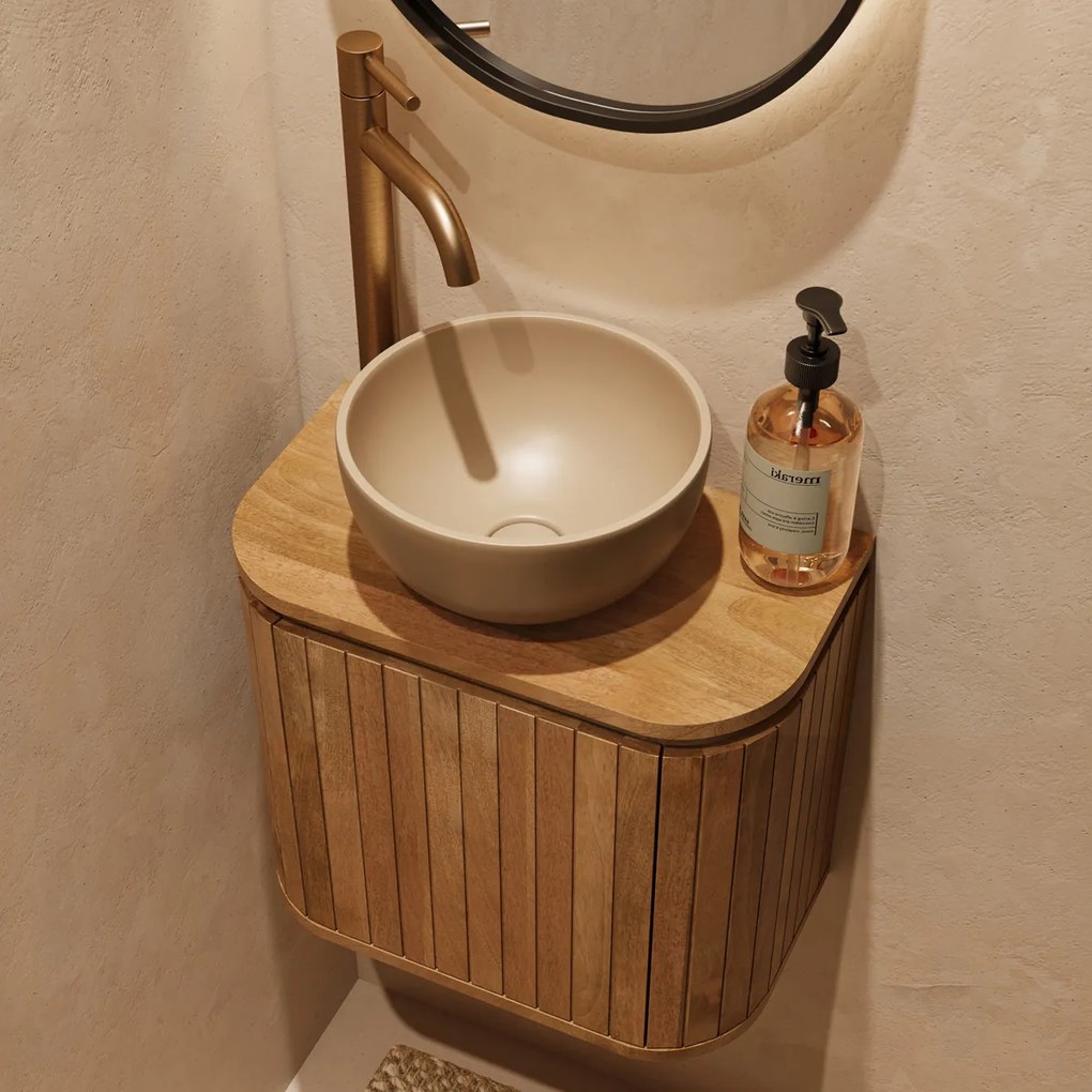 Livli Estrela toiletmeubel links 40cm ribbelfront met waskom in taupe