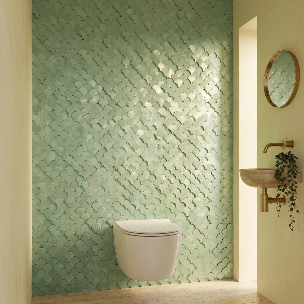 Zelfklevende Mozaïektegels Metaal | Visschub Pastelgroen | 28,8×29,8 cm | Keuken, Bad & WC