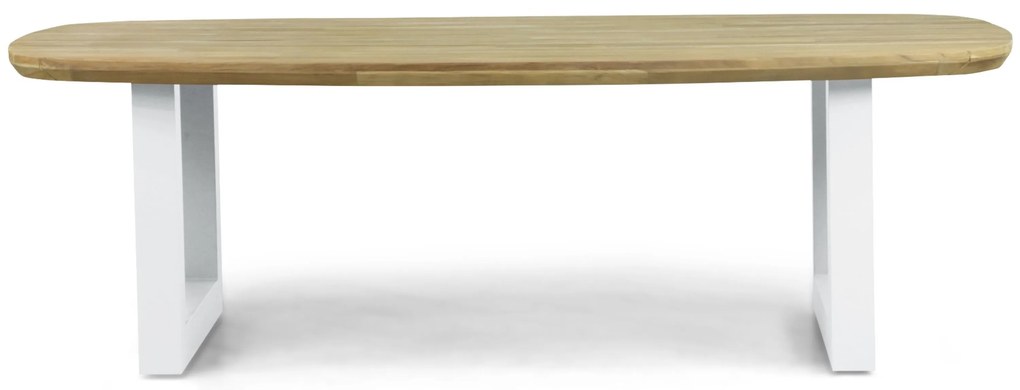 Dining Tuintafel rechthoekig 240 x 100 cm Aluminium/Teak Wit Falcon/Talai