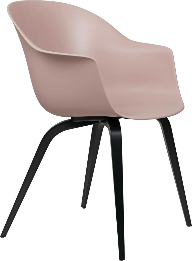 Gubi Bat Dining Wood stoel black stained beech Sweet Pink
