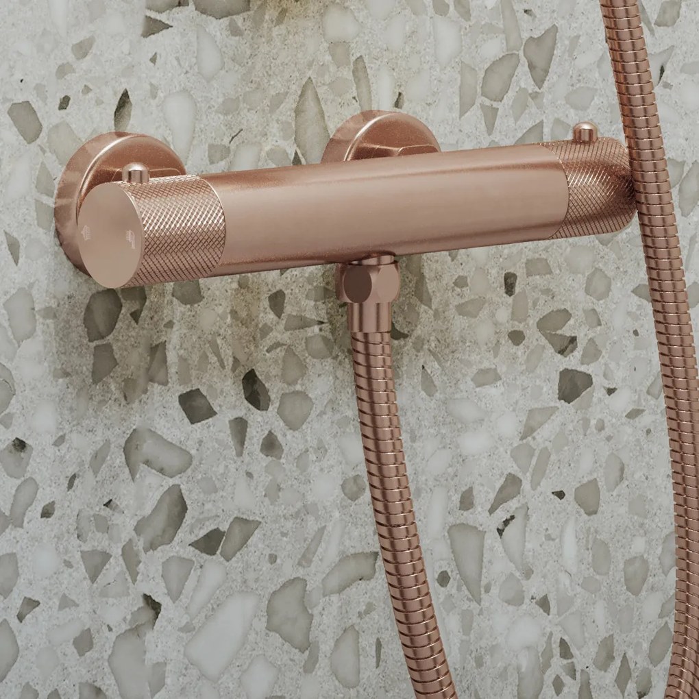 Saniclear Copper Curved opbouw douchethermostaat geborsteld koper