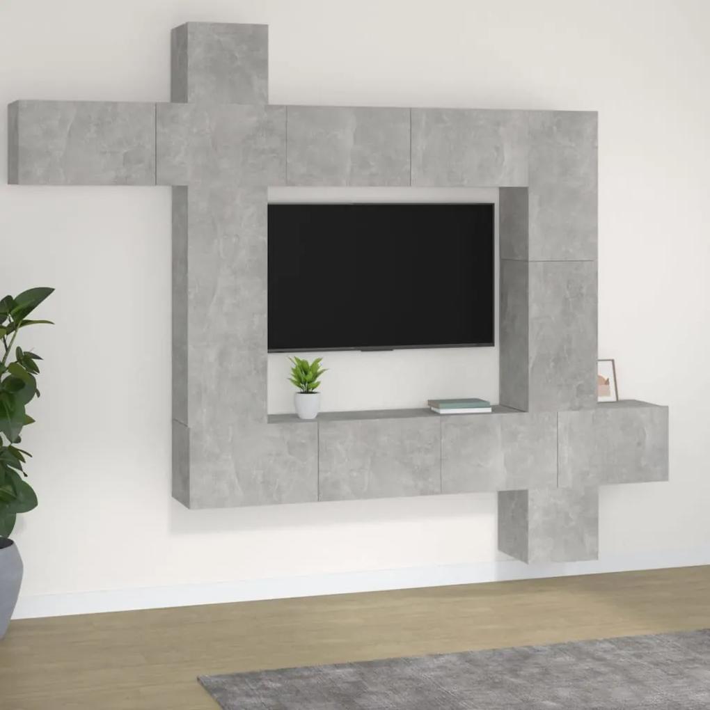 vidaXL 9-delige Tv-meubelset bewerkt hout betongrijs