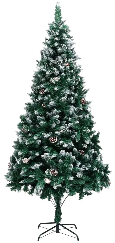 vidaXL Kunstkerstboom met dennenappels en witte sneeuw 210 cm