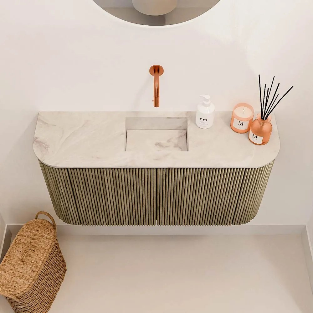 Mondiaz Joya DLux 85cm toiletmeubel ronding links/rechts dusk met wastafel faye midden zonder kraangat frappe