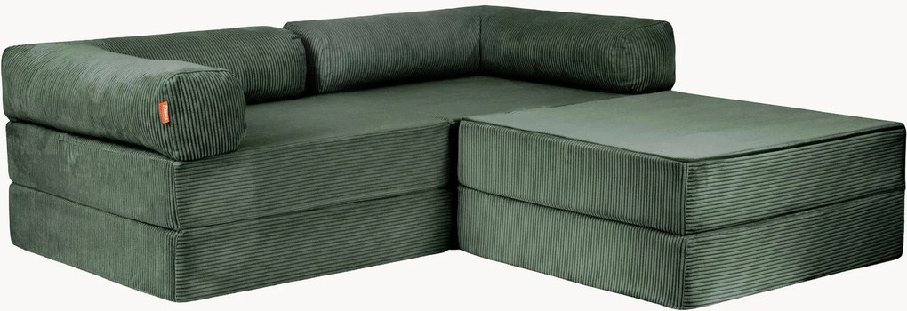 Modulaire ribfluwelen hoekbank Family Funzy