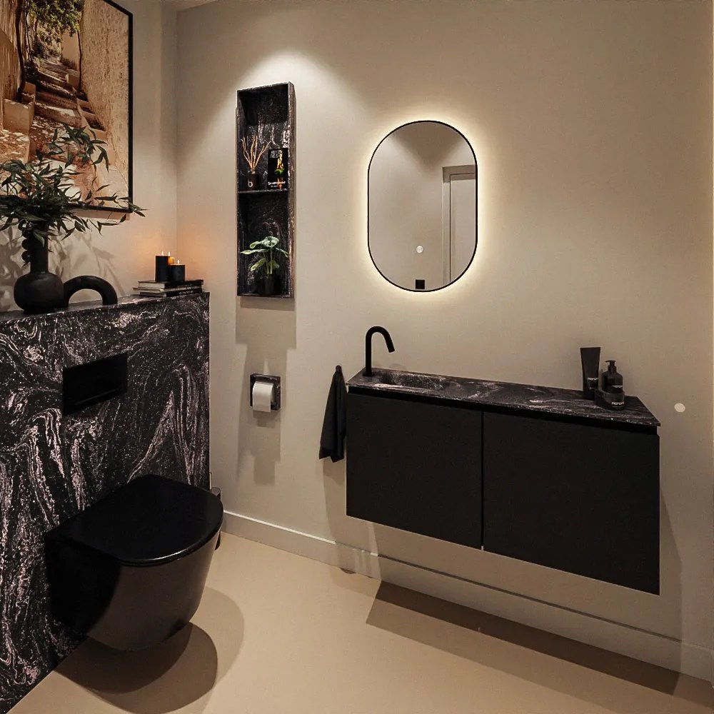 Mondiaz Ture DLux toiletmeubel 100cm urban met wastafel lava links met kraangat