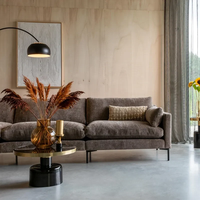 Zuiver Glam Emaille Salontafel Zwart Met Goud - 60 X 60cm.