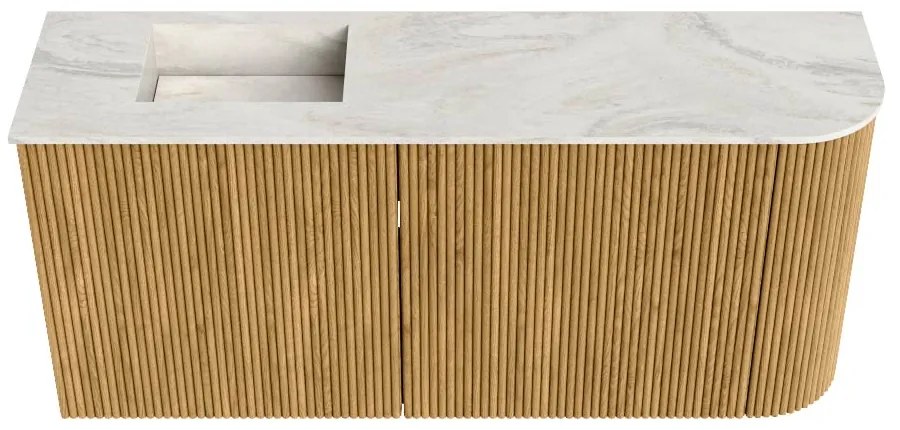 Mondiaz Joya DLux 90cm toiletmeubel ronding rechts oak met wastafel faye links 1 kraangat ostra