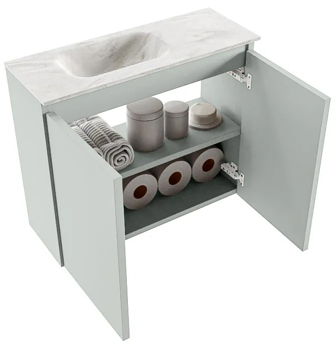 Mondiaz Ture DLux toiletmeubel 60cm greey met wastafel ostra links zonder kraangat