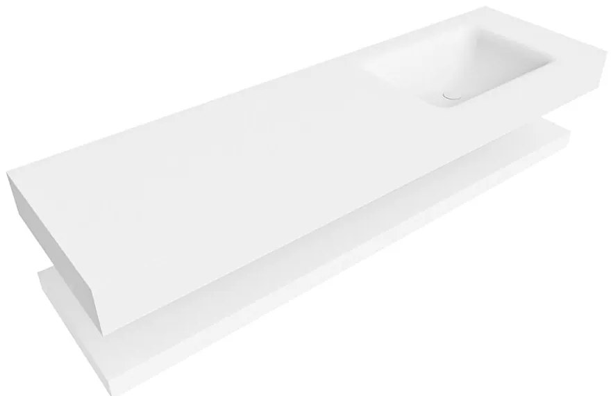 Zaro Alan badmeubel 160cm met planchet talc en vrijhangende wastafel cloud rechts 1 kraangat talc