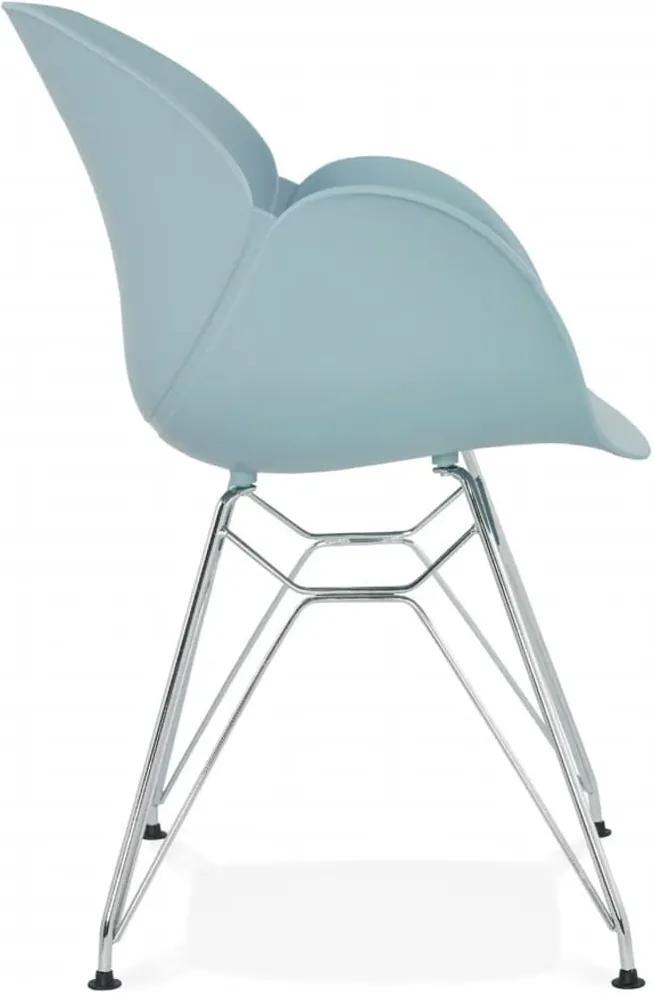 Moderne stoel 'UNAMI' van blauw kunststof met verchroomd metalen