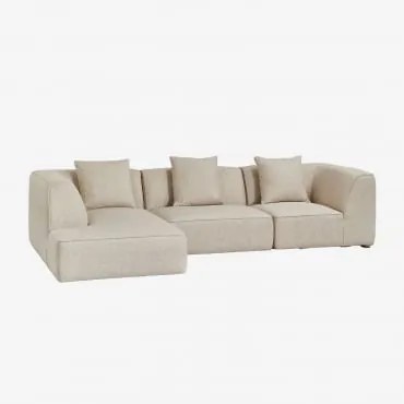 Linker 3-delige Modulaire Chaise Longue Bank Bekleed Met Cardea Bouclé Crèmebeige - Sklum