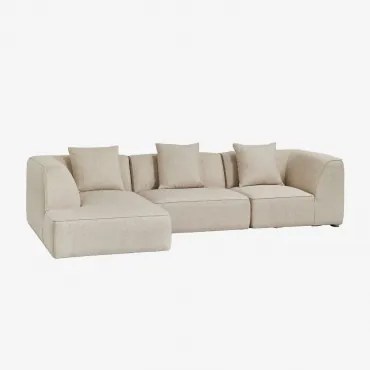 Modulaire Bank Met Linker Chaise Longue Van 3 Delen Bekleed Met Cardea Crèmebeige Boucléstof - Sklum