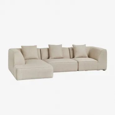 Modulaire Bank Met Linker Chaise Longue Van 3 Delen In Bouclé Stof Cardea Crèmebeige Boucléstof - Sklum