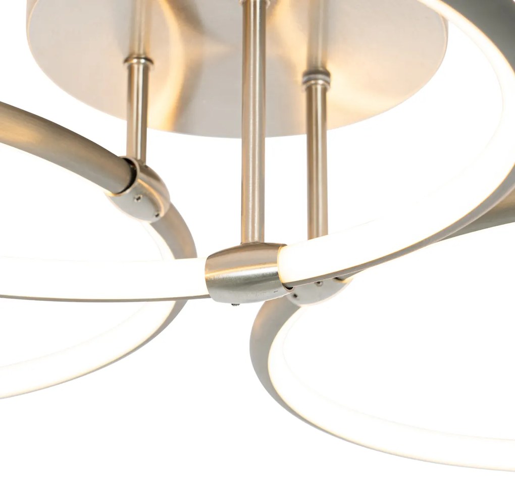 Design plafondlamp staal incl. LED 3-staps dimbaar 3-lichts - Joaniqa Modern rond Binnenverlichting Lamp