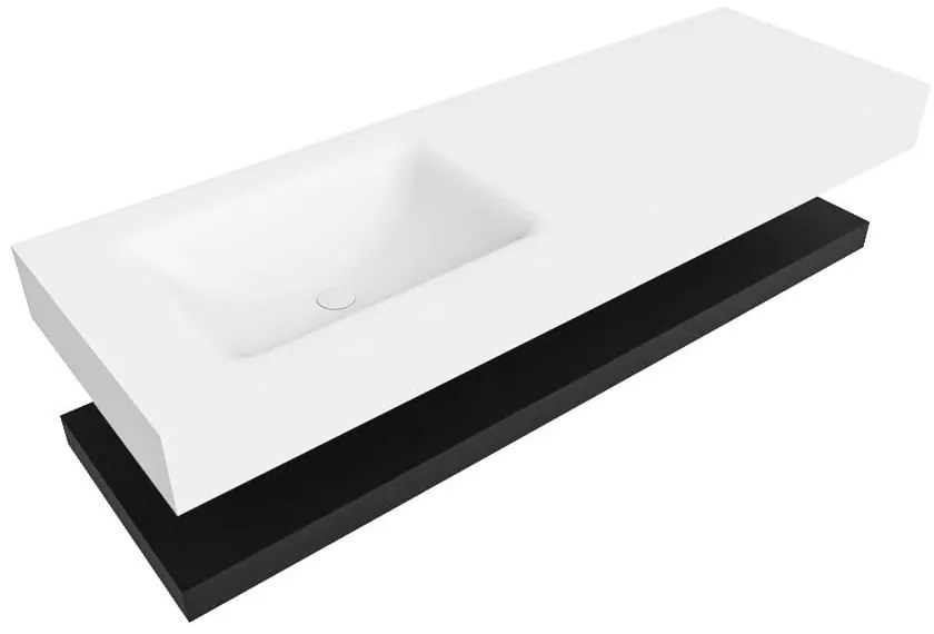 Zaro Alan badmeubel 140cm met planchet urban en vrijhangende wastafel cloud links zonder kraangat talc