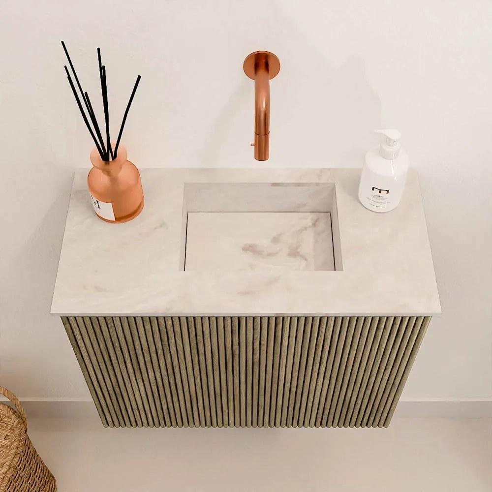 Mondiaz Joya DLux 50cm toiletmeubel dusk met wastafel faye rechts zonder kraangat frappe
