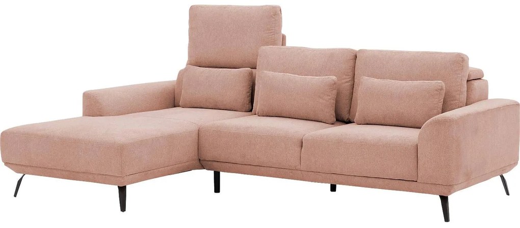 Goossens Excellent Bank Princess Met Elektrisch Uitschuifbaar Zitvlak roze, stof, 2,5-zits, elegant chic met chaise longue links