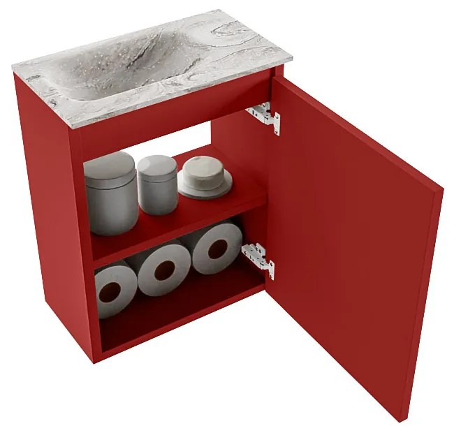 Mondiaz Ture DLux toiletmeubel 40cm fire met wastafel glace links zonder kraangat