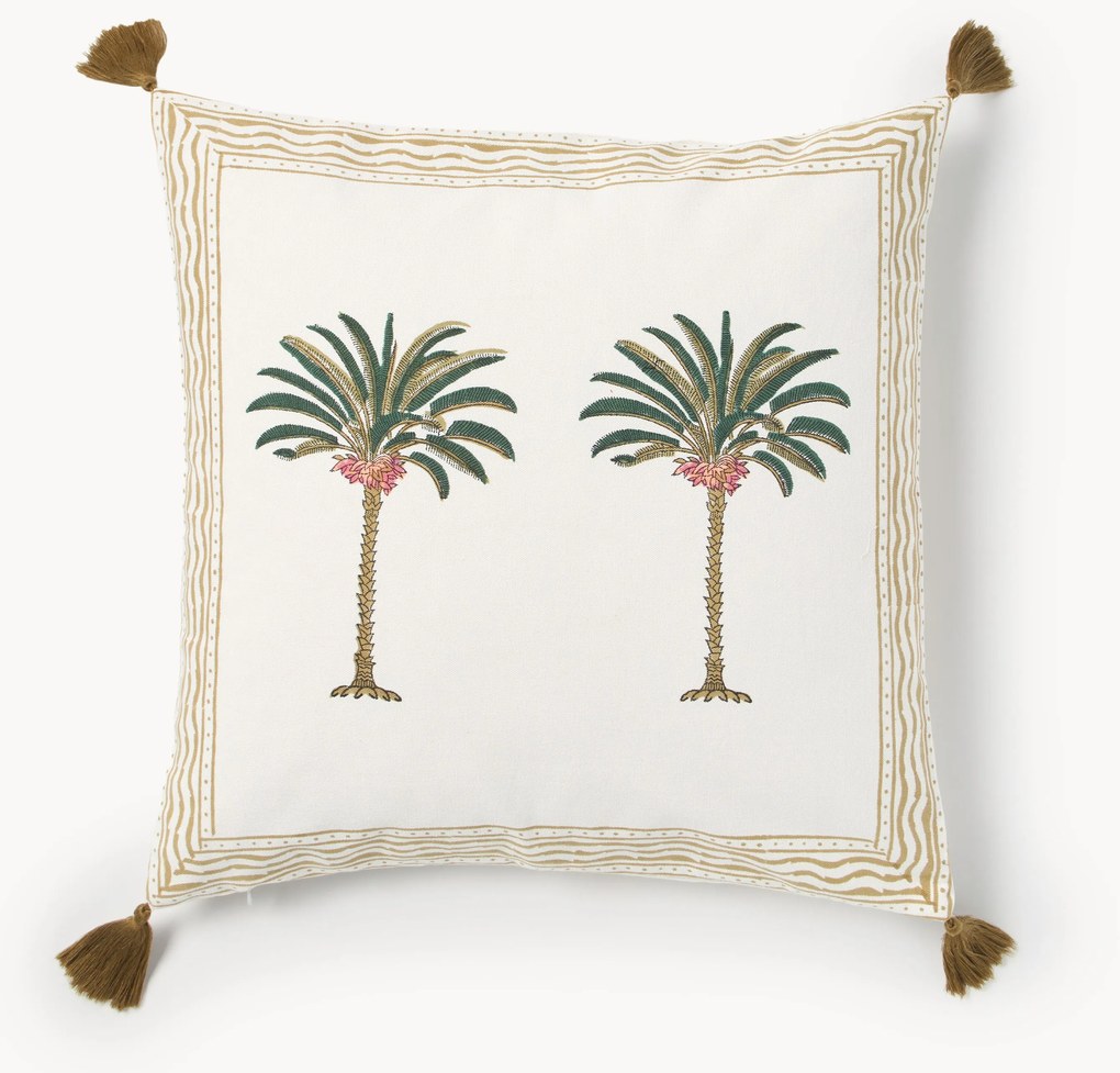 Handbeschilderde katoenen kussenhoes Tropical