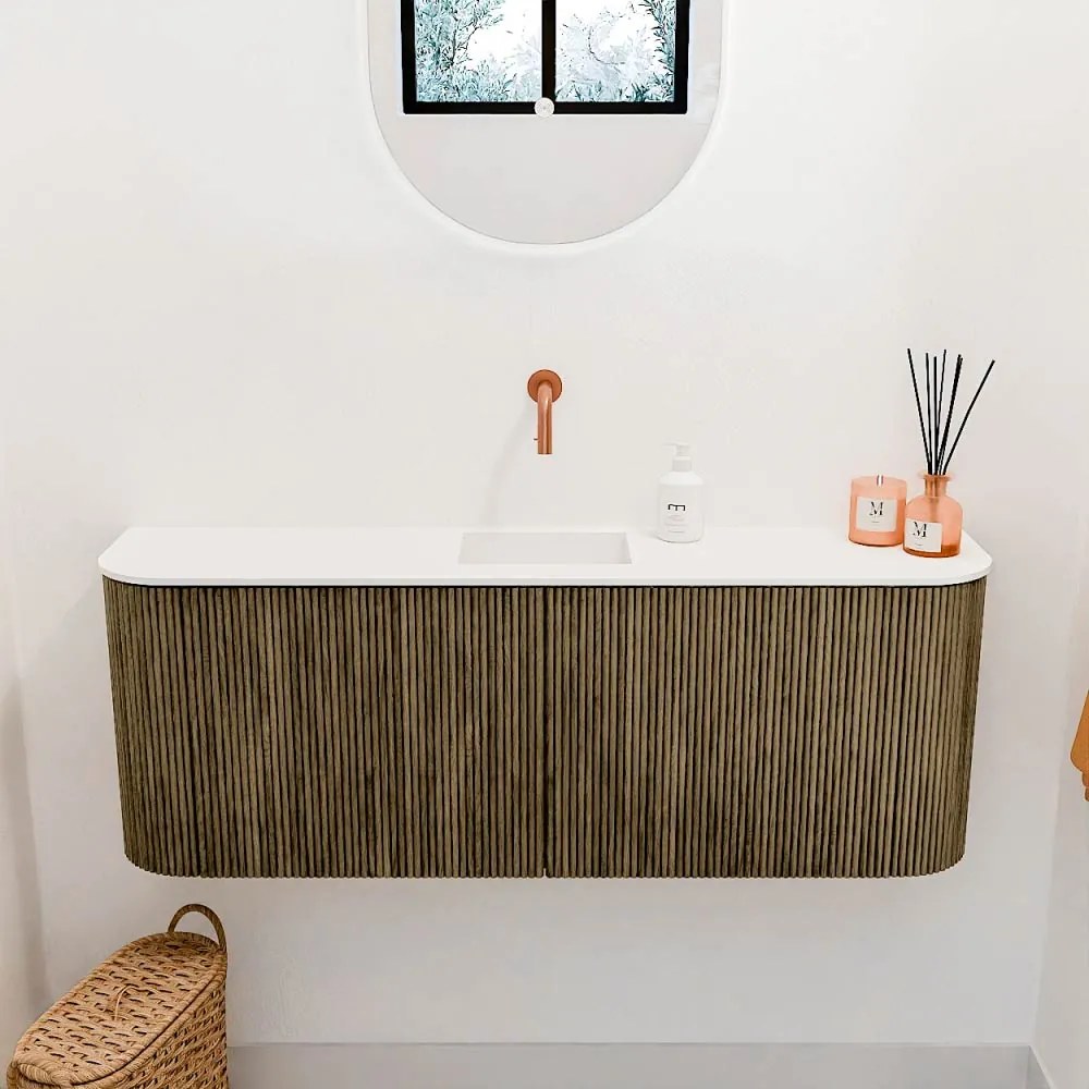 Mondiaz Joya 115cm toiletmeubel ronding links/rechts dusk met wastafel faye midden zonder kraangat talc