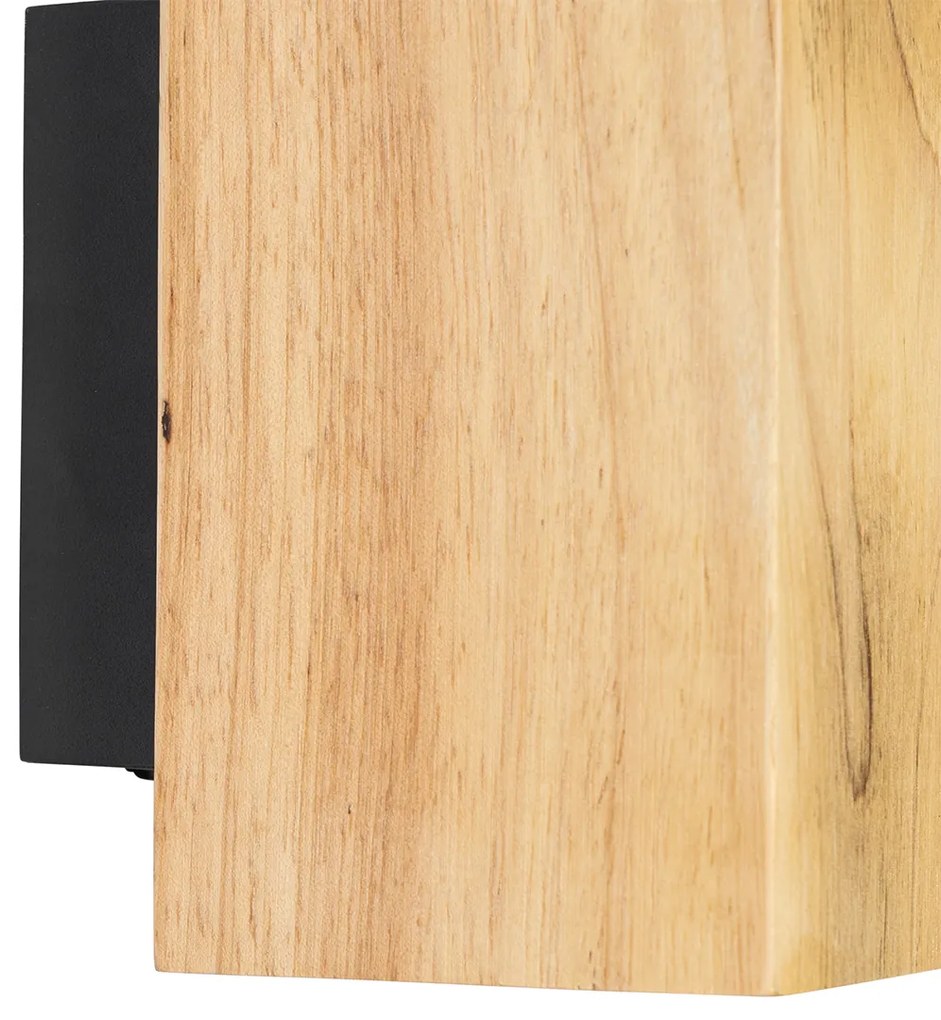 Landelijke wandlamp hout vierkant 2-lichts - Sandy