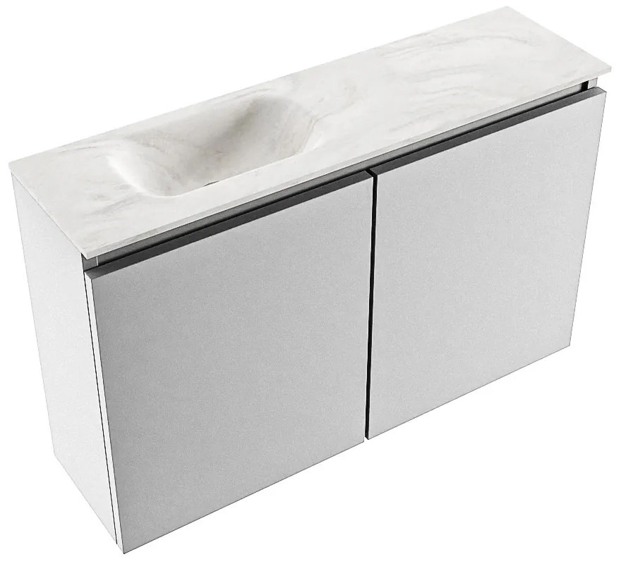 Mondiaz Ture DLux toiletmeubel 80cm plata met wastafel ostra links met kraangat