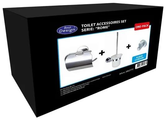 Best Design Rome toiletset met toiletborstelgarnituur closetrolhouder en handdoekhaak RVS hoogglans chroom 3862770