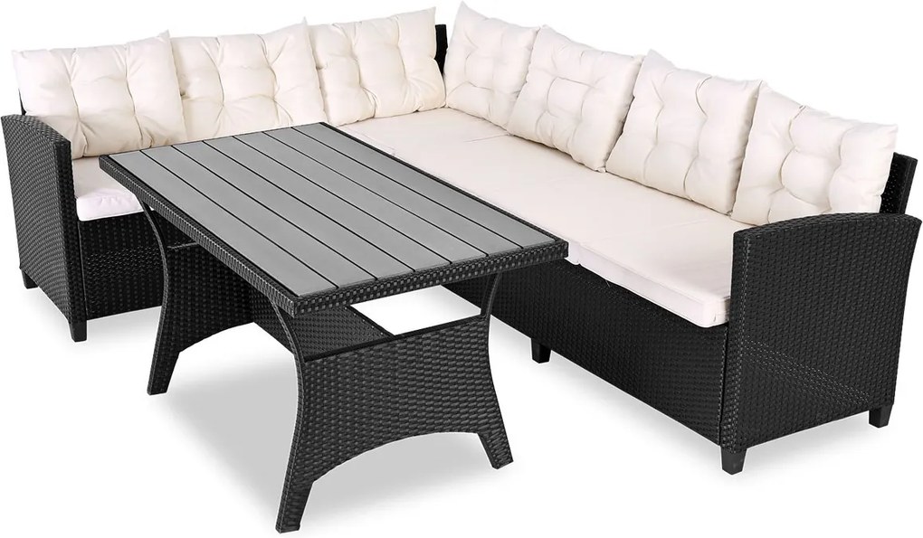 Nancy's Kula Loungeset - Met WPC Tafelblad - Tuin - Terras - Hoeksalon - Tuinmeubel - Polyrotan