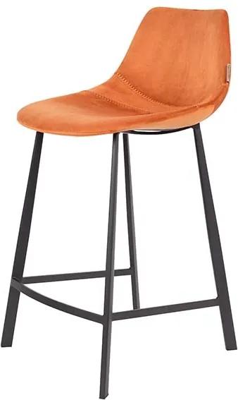Counter stoel Franky velvet oranje