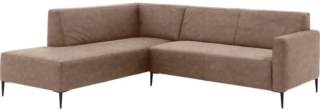 Goossens  Key West bruin, micro leer, 2,5-zits, modern design met ligelement links