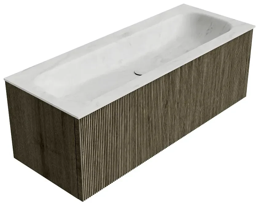 Mondiaz Kurve-dlux 120cm badmeubel shadow met 1 lade en wastafel big large midden 2 kraangaten opalo