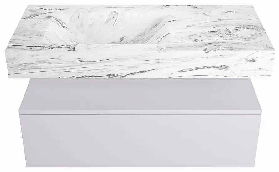 Mondiaz Alan DLux badmeubel 100cm cale 1 lade met wastafel glace links zonder kraangat
