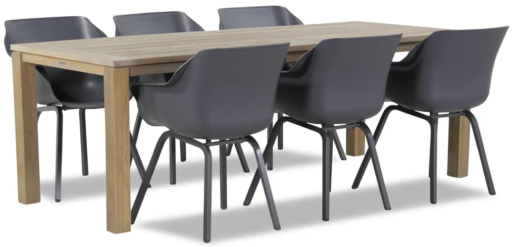 Tuinset 6 personen 220 cm Kunststof Grijs Hartman Sophie