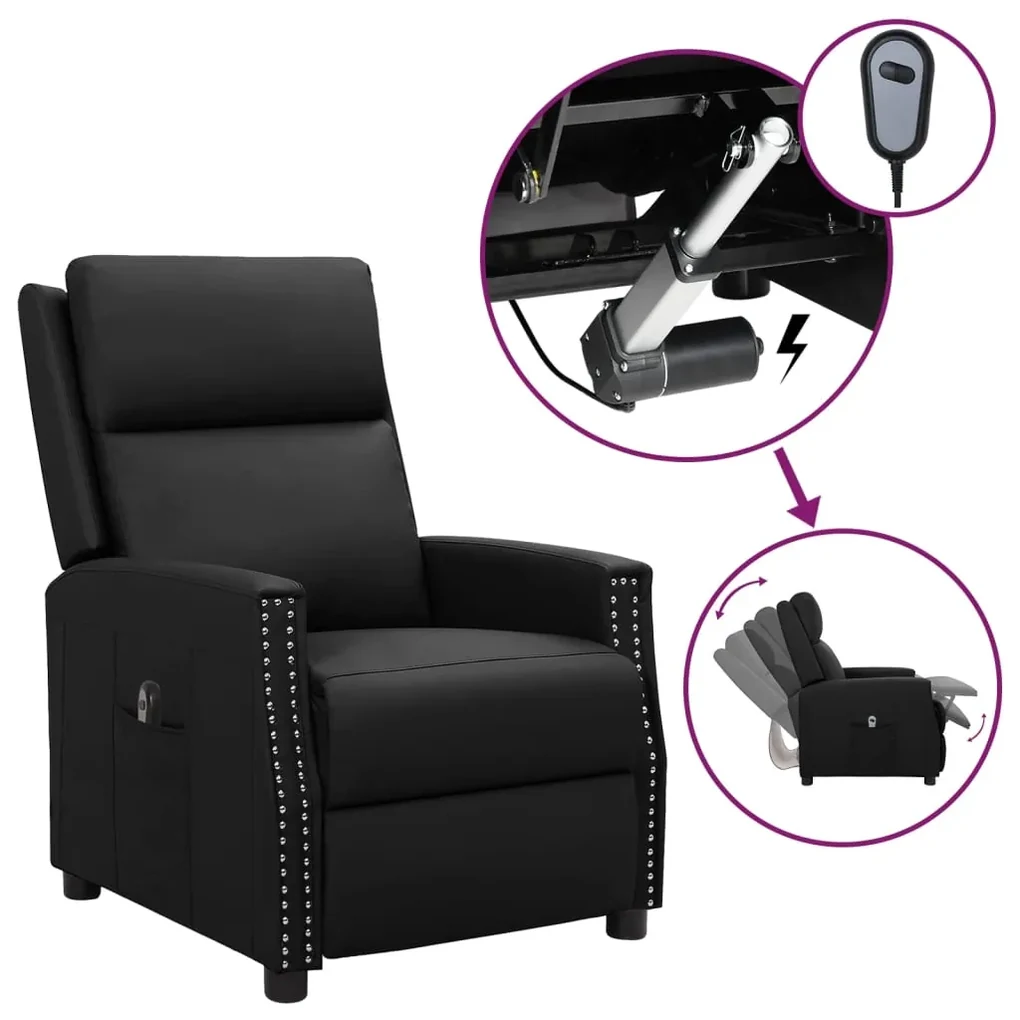 vidaXL Fauteuil verstelbaar elektrisch kunstleer zwart