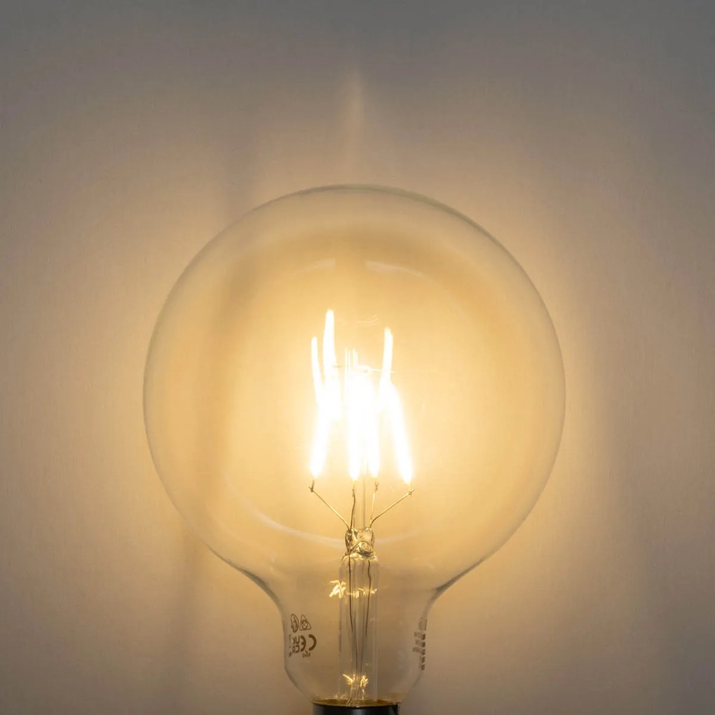 Set van 5 E27 dimbare LED lampen spiraal filament G125 4W 270 lm 2700K