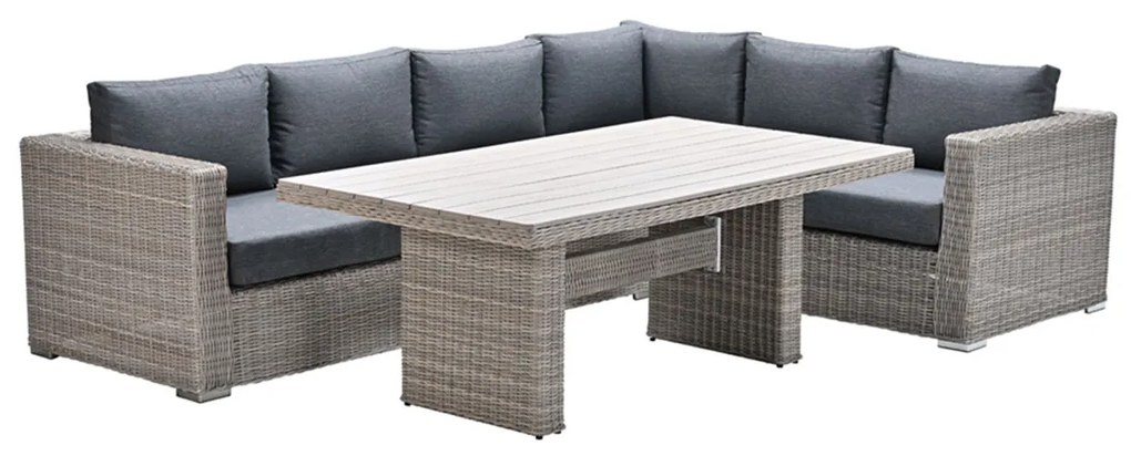 Garden Impressions Tennessee lounge dining set rechts 3-delig vintage willow - texfiber