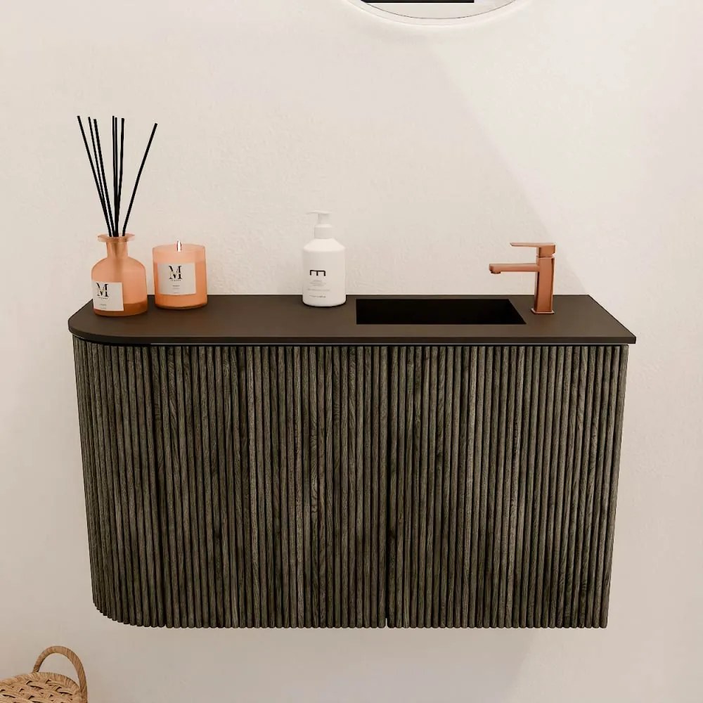 Mondiaz Joya 70cm toiletmeubel ronding links shadow met wastafel faye rechts 1 kraangat urban