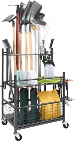 VEVOR Tuingereedschapstandaard 652 x 403 x 990 mm Gereedschapshouder Organizer Koolstofstaal Multifunctionele Tuingereedschap Opbergrek 16 Sleuven 18 Haken Tuingereedschaphouder Bezemhouder
