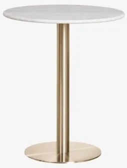 Ronde Bartafel Van Natuurlijk Steen Xiren Ø70 Cm & Wit Marmer Guangxi & Geborsteld Goud - Sklum
