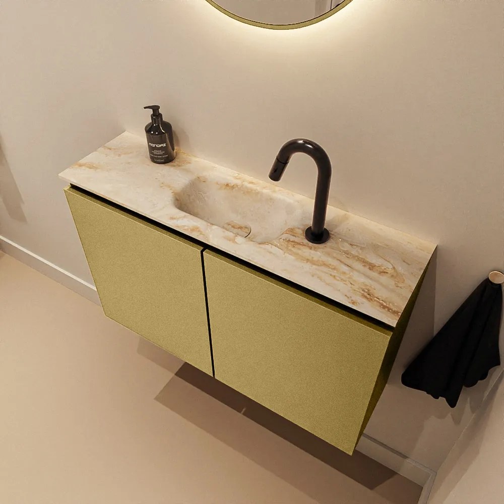 Mondiaz Ture DLux toiletmeubel 80cm oro met wastafel frappe midden met kraangat