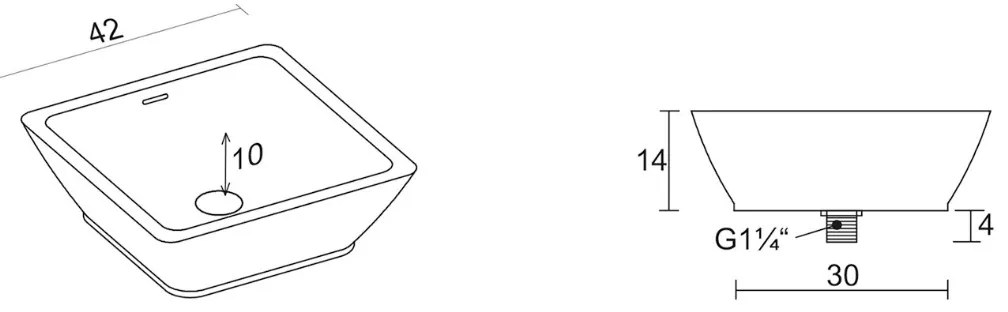 Riho Avella waskom solid surface vierkant wit mat