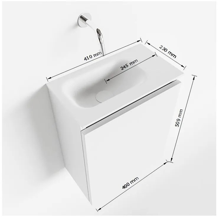 Mondiaz Ture 40cm toiletmeubel dark grey met wastafel urban links geen kraangat