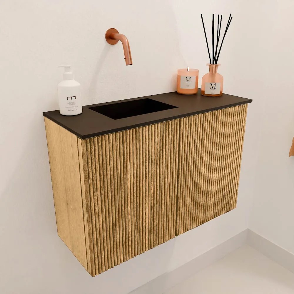 Mondiaz Joya 60cm toiletmeubel oak met wastafel faye links zonder kraangat urban